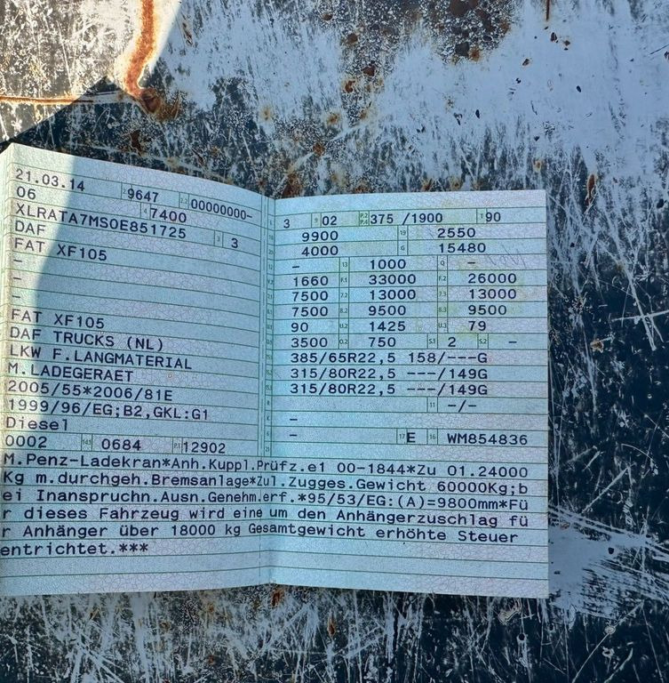DAF 105.510 6X4 Kran Penz /Atlas Holz Crane DAF 105.510 6X4 Kran Penz /Atlas Holz Crane - Kokvedējs, Kravas auto ar manipulatoru: foto 4 DAF 105.510 6X4 Kran Penz /Atlas Holz Crane DAF 105.510 6X4 Kran Penz /Atlas Holz Crane - Kokvedējs, Kravas auto ar manipulatoru: foto 4