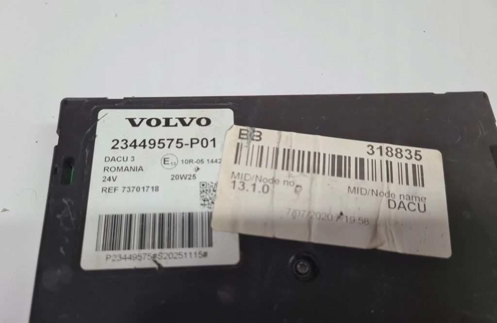 MODUŁ STEROWNIK KASETA KOMPUTER DACU VOLVO FH 4 FM 4 FMX 23449575 P01 - Elektroniskais vadības bloks (ECU): foto 2 MODUŁ STEROWNIK KASETA KOMPUTER DACU VOLVO FH 4 FM 4 FMX 23449575 P01 - Elektroniskais vadības bloks (ECU): foto 2