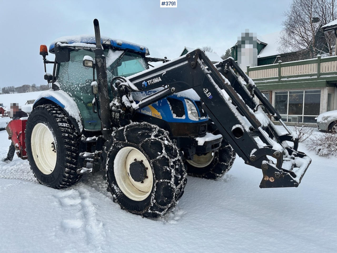 2010 New Holland T6040 4x4 plow rigged tractor w/ Trima +3.0p front loader, brand new chains, snow bucket and Westbjørn snow blower. WATCH VIDEO. - Traktors: foto 1 2010 New Holland T6040 4x4 plow rigged tractor w/ Trima +3.0p front loader, brand new chains, snow bucket and Westbjørn snow blower. WATCH VIDEO. - Traktors: foto 1