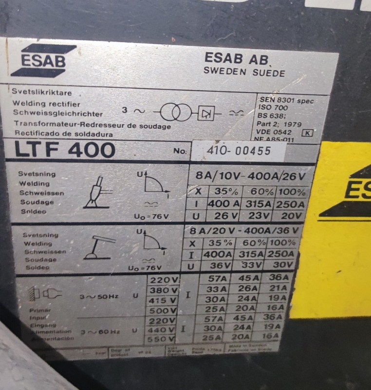 ESAB AB LTF 400 - Metināšanas iekārtas: foto 3 ESAB AB LTF 400 - Metināšanas iekārtas: foto 3