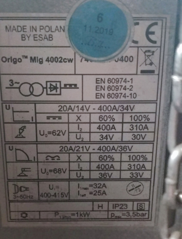 Origo MIG 4002 CW - Metināšanas iekārtas: foto 3 Origo MIG 4002 CW - Metināšanas iekārtas: foto 3