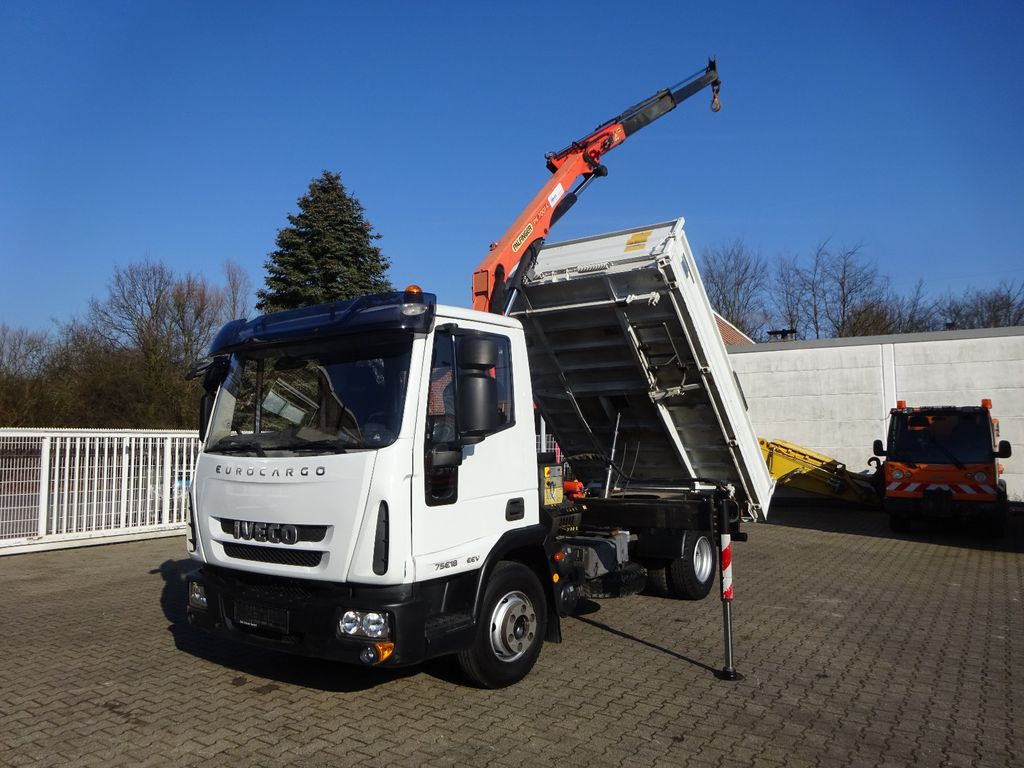 Iveco ML75E18K MEILLER 3Skipper mit PK 7001 Kran 4x2 - Kravas automašīna pašizgāzējs, Kravas auto ar manipulatoru: foto 1 Iveco ML75E18K MEILLER 3Skipper mit PK 7001 Kran 4x2 - Kravas automašīna pašizgāzējs, Kravas auto ar manipulatoru: foto 1