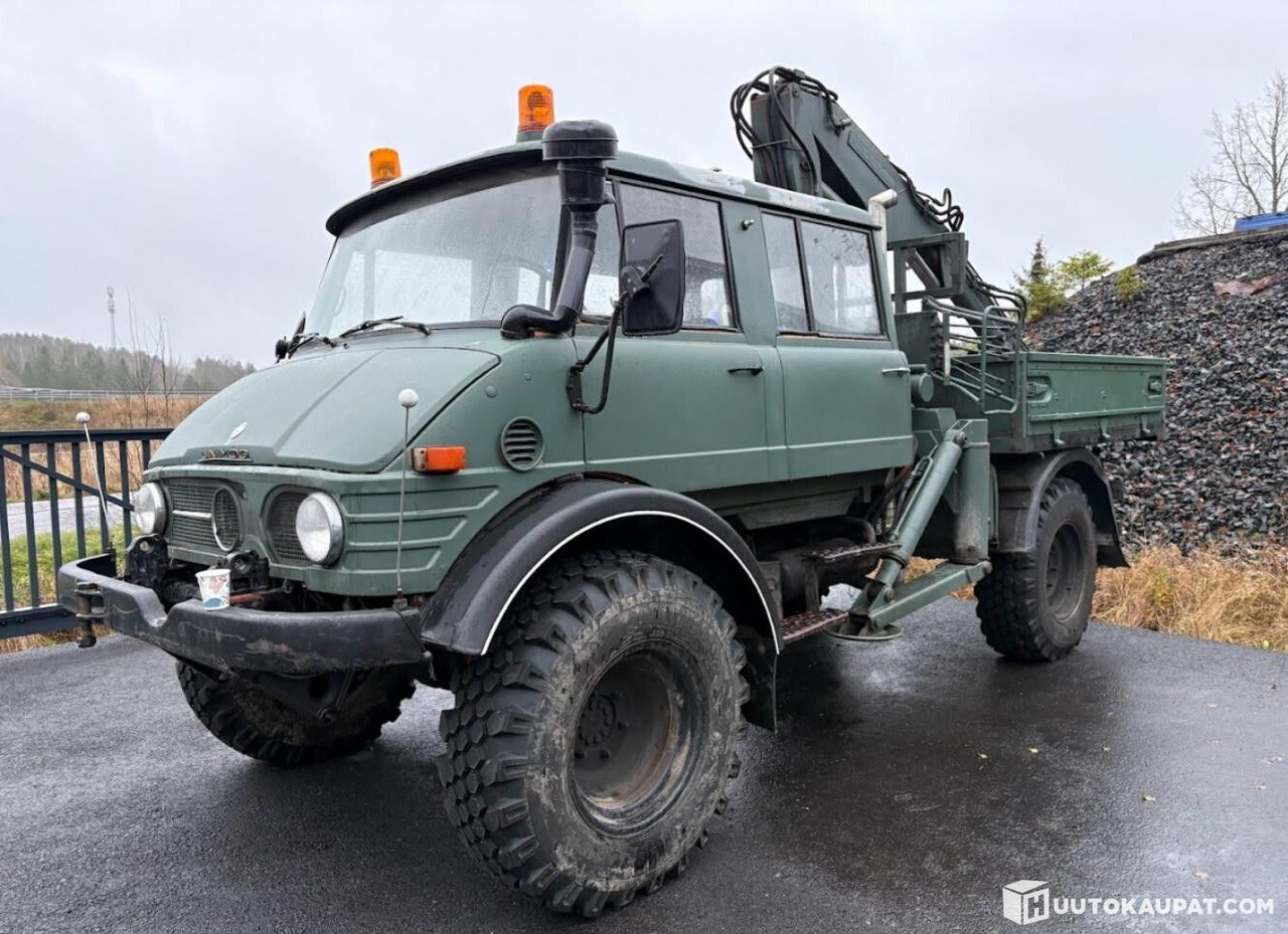 Mercedes-Benz UNIMOG, 5-seat cab, NUMMI crane, 1980, Vihti - Kravas automašīna pašizgāzējs, Kravas auto ar manipulatoru: foto 1 Mercedes-Benz UNIMOG, 5-seat cab, NUMMI crane, 1980, Vihti - Kravas automašīna pašizgāzējs, Kravas auto ar manipulatoru: foto 1
