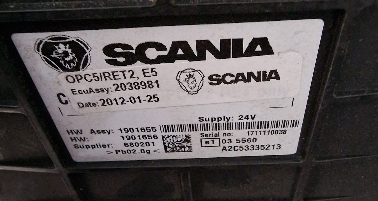 Scania Sterownik Moduł Skrzyni Retardera OPC 5 R 20389811901655 Scania OPC 5 Scania R 20389811901655 truck - Elektroniskais vadības bloks (ECU) - Kravas automašīna: foto 1 Scania Sterownik Moduł Skrzyni Retardera OPC 5 R 20389811901655 Scania OPC 5 Scania R 20389811901655 truck - Elektroniskais vadības bloks (ECU) - Kravas automašīna: foto 1