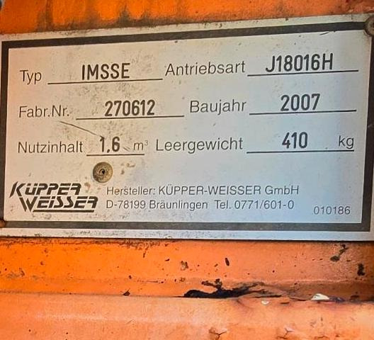 Küpper-Weisser IMS Salzstreuer 1,6m3 für Multicar Tremo Ladog Sprinter Pritsche Schmidt Salzsilo Winterdienst - Sāls un smilts kaisītājs: foto 3 Küpper-Weisser IMS Salzstreuer 1,6m3 für Multicar Tremo Ladog Sprinter Pritsche Schmidt Salzsilo Winterdienst - Sāls un smilts kaisītājs: foto 3