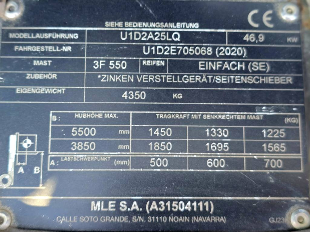 Gāzes iekrāvējs UniCarriers U1D2A25LQ DX25 1890 hrs: foto 11