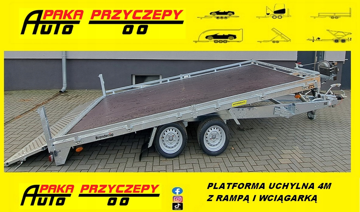 PRZYCZEPA PLATFORMA 408 CM, UCHYŁOWA Z WCIĄGARKĄ, DMC 3500 KG / PLATFORM TRAILER 408 CM, TIPPING WITH WINCH, DMC 3500 KG - Bortu piekabe/ Platforma: foto 1 PRZYCZEPA PLATFORMA 408 CM, UCHYŁOWA Z WCIĄGARKĄ, DMC 3500 KG / PLATFORM TRAILER 408 CM, TIPPING WITH WINCH, DMC 3500 KG - Bortu piekabe/ Platforma: foto 1