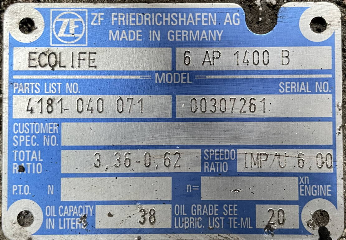 ZF Getriebe ZF 6 AP 1400 B Ecolife 4181040071 6AP1400B Solaris Temsa - Pārnesumkārba - Autobuss: foto 2 ZF Getriebe ZF 6 AP 1400 B Ecolife 4181040071 6AP1400B Solaris Temsa - Pārnesumkārba - Autobuss: foto 2