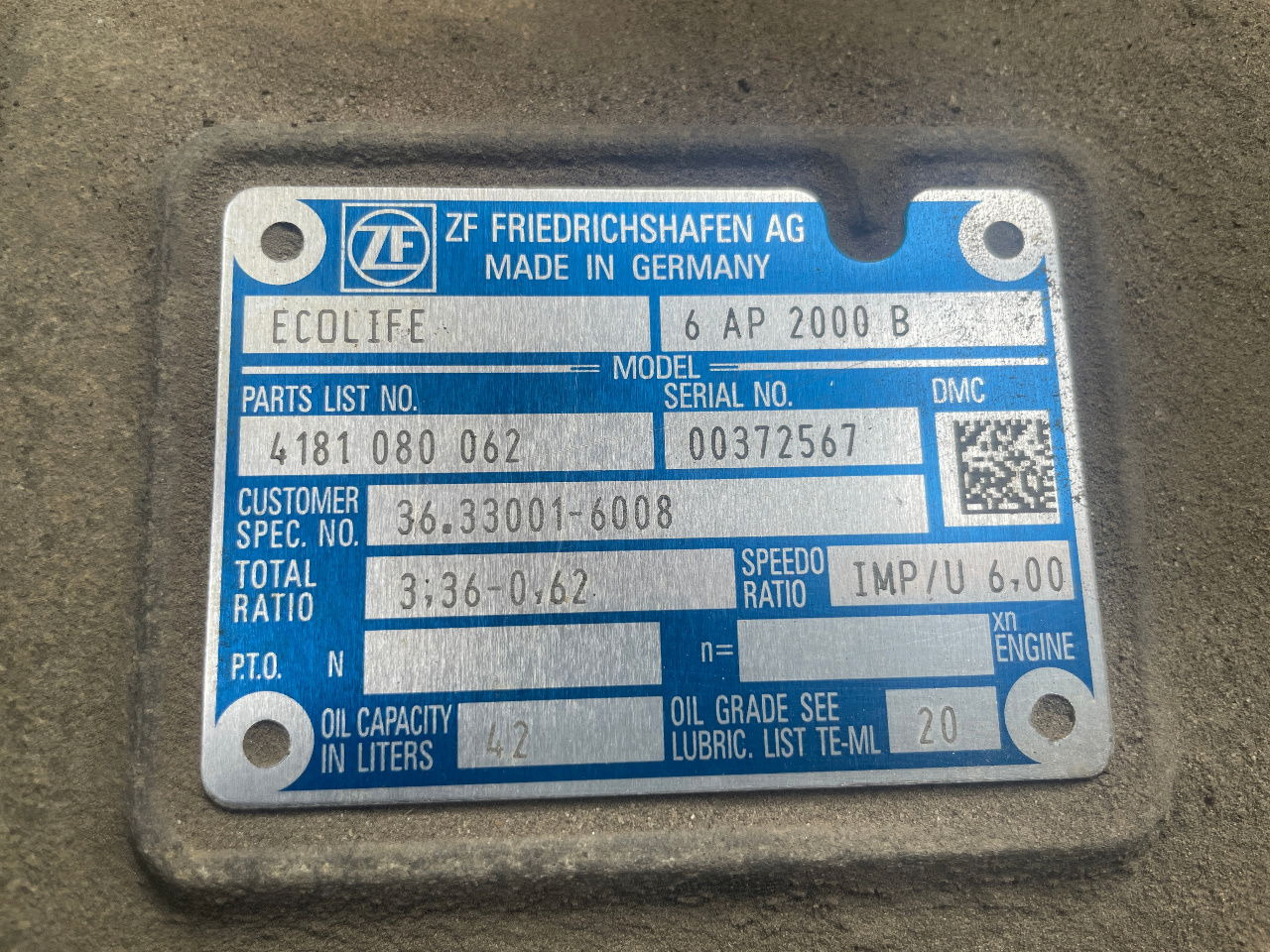 ZF Getriebe ZF 6 AP 2000 B Ecolife 4181080062 6AP2000B MAN Citaro Lions City - Pārnesumkārba un rezerves daļas - Autobuss: foto 2 ZF Getriebe ZF 6 AP 2000 B Ecolife 4181080062 6AP2000B MAN Citaro Lions City - Pārnesumkārba un rezerves daļas - Autobuss: foto 2