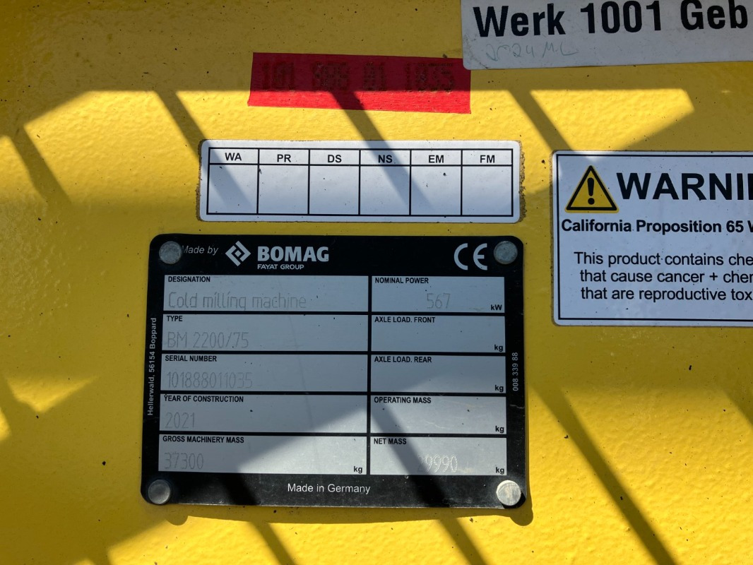BOMAG DE BM 2200/75 Stage IV/Tier 4f - Asfalta frēze: foto 2 BOMAG DE BM 2200/75 Stage IV/Tier 4f - Asfalta frēze: foto 2