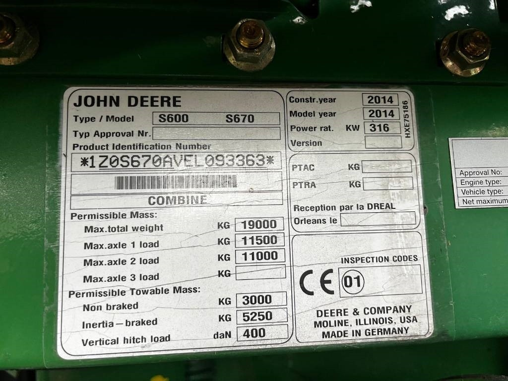 John Deere S 670 i RISO - Labības kombains: foto 5 John Deere S 670 i RISO - Labības kombains: foto 5