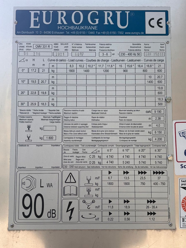 Eurogru DS216 Kran - Ātri uzstādāms torņa celtnis: foto 4 Eurogru DS216 Kran - Ātri uzstādāms torņa celtnis: foto 4