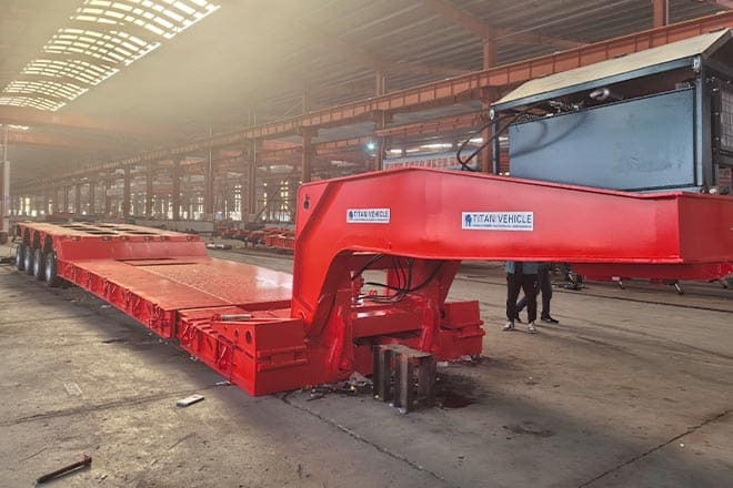 TITAN 4 Axle Extendable Lowboy Trailer for Sale in Nigeria - Puspiekabe zema profila platforma: foto 1 TITAN 4 Axle Extendable Lowboy Trailer for Sale in Nigeria - Puspiekabe zema profila platforma: foto 1