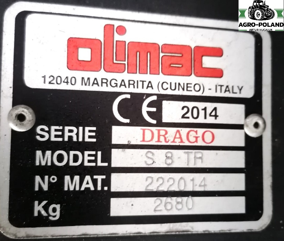 OLIMAC DRAGO S 8 TR - 8X70 - 2014 ROK - Kukurūzas heders: foto 2 OLIMAC DRAGO S 8 TR - 8X70 - 2014 ROK - Kukurūzas heders: foto 2
