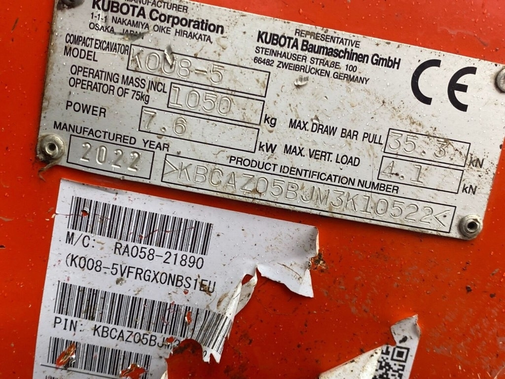 Kubota K008-5 - Mini-ekskavators: foto 5 Kubota K008-5 - Mini-ekskavators: foto 5