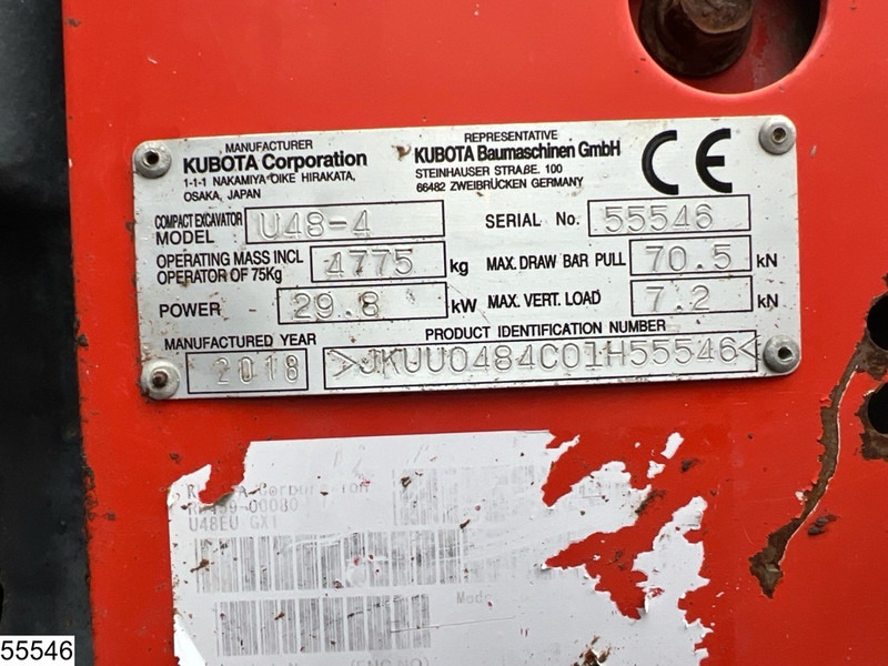 Kubota U 48 29,8KW, 1 bucket, 3681h - Mini-ekskavators: foto 5 Kubota U 48 29,8KW, 1 bucket, 3681h - Mini-ekskavators: foto 5