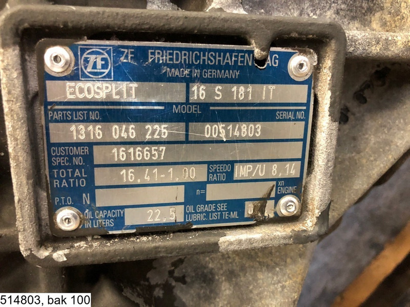 ZF ECOSPLIT 16 S 181 IT, Manual - Pārnesumkārba: foto 2 ZF ECOSPLIT 16 S 181 IT, Manual - Pārnesumkārba: foto 2