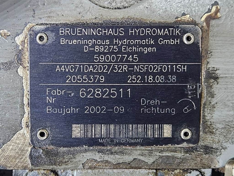 Brueninghaus Hydromatik A4VG71DA2D2/32R-Drive pump/Fahrpumpe - Hidraulika - Celtniecības tehnika: foto 4 Brueninghaus Hydromatik A4VG71DA2D2/32R-Drive pump/Fahrpumpe - Hidraulika - Celtniecības tehnika: foto 4