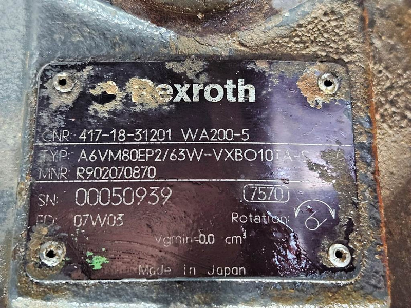 Komatsu WA200-5-Rexroth A6VM80EP2/63W-Drive motor/Rijmotor - Hidraulika - Celtniecības tehnika: foto 5 Komatsu WA200-5-Rexroth A6VM80EP2/63W-Drive motor/Rijmotor - Hidraulika - Celtniecības tehnika: foto 5