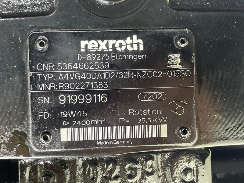 Hidraulika - Celtniecības tehnika Terex -Rexroth A4VG40DA1D2/32R-Drive pump/Fahrpumpe: foto 9