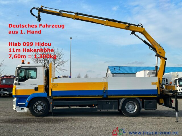 Kravas auto ar manipulatoru, Bortu kravas automašīna/ Platforma MAN TGM 18.250 Kran Hiab 099 gefaltet am Heck 1.Hand: foto 8