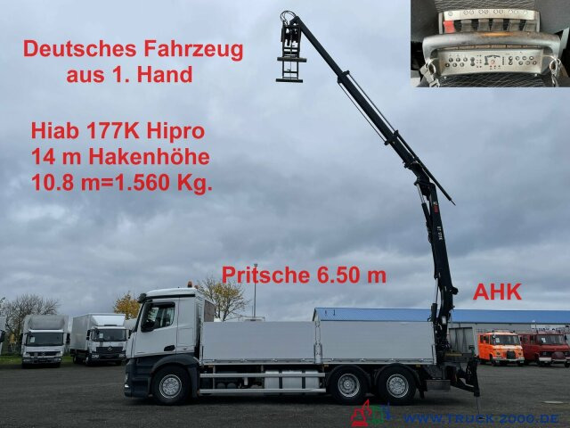 Mercedes-Benz Antos 2542 Hiab 177K HIPRO mit Funkfernbedienung - Bortu kravas automašīna/ Platforma, Kravas auto ar manipulatoru: foto 1 Mercedes-Benz Antos 2542 Hiab 177K HIPRO mit Funkfernbedienung - Bortu kravas automašīna/ Platforma, Kravas auto ar manipulatoru: foto 1