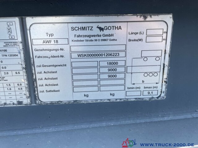 Schmitz Cargobull AWF 18 BDF SAF Achsen Scheibenbremsen - Piekabe noņemamā virsbūve/ Konteineru vedējs: foto 4 Schmitz Cargobull AWF 18 BDF SAF Achsen Scheibenbremsen - Piekabe noņemamā virsbūve/ Konteineru vedējs: foto 4
