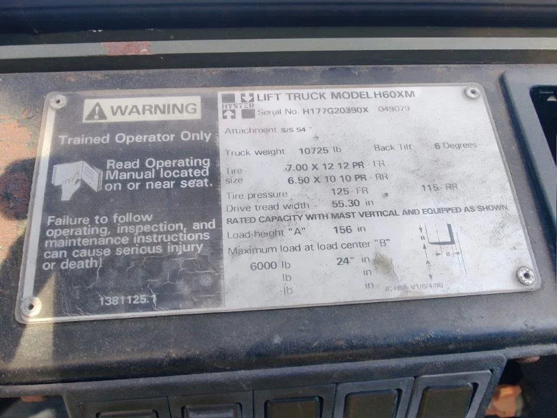 Autokrāvējs Hyster Forklift free lift / triple / side shift H60XM: foto 11