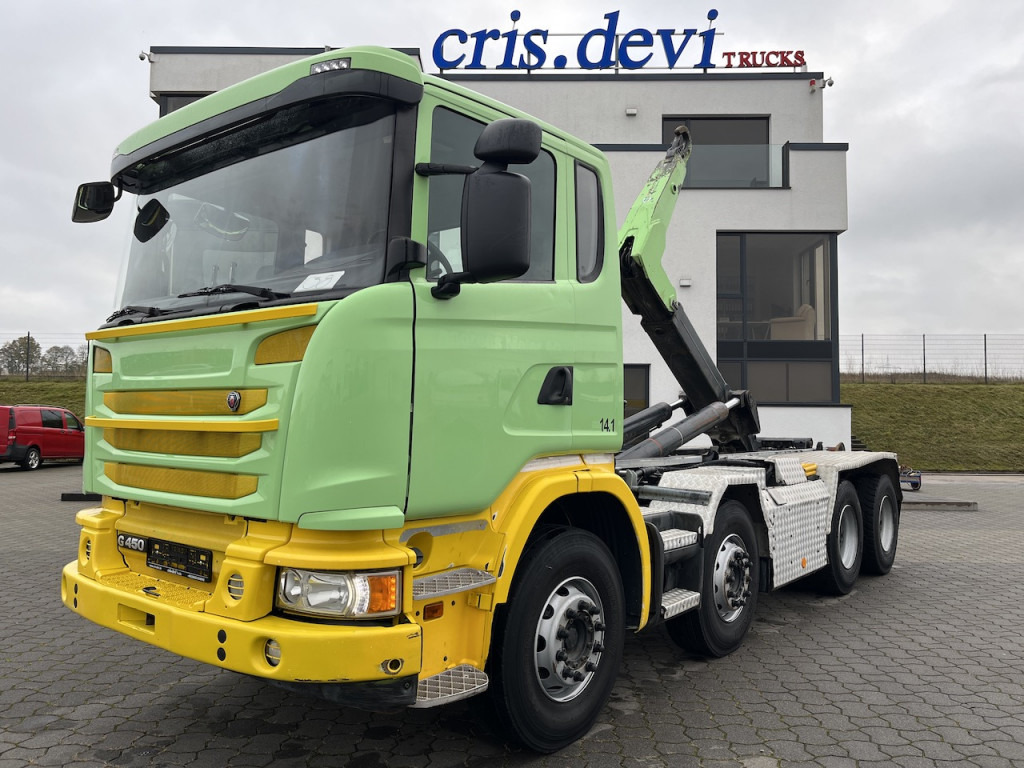 Scania G 450 8x4 Trösch Abrollkipper - Pacēlājs ar āķi: foto 1 Scania G 450 8x4 Trösch Abrollkipper - Pacēlājs ar āķi: foto 1