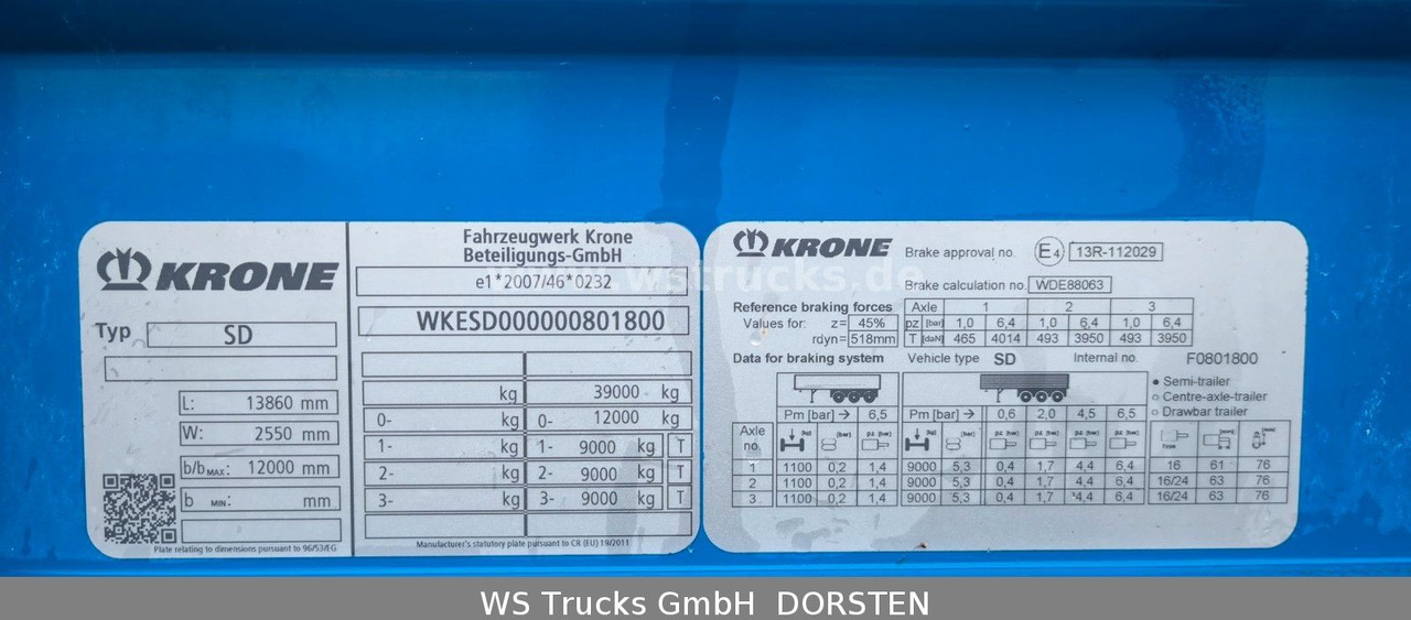 Krone SD 27 Planauflieger mit Edscha | ABS, EBS, XL - Tenta puspiekabe: foto 3 Krone SD 27 Planauflieger mit Edscha | ABS, EBS, XL - Tenta puspiekabe: foto 3