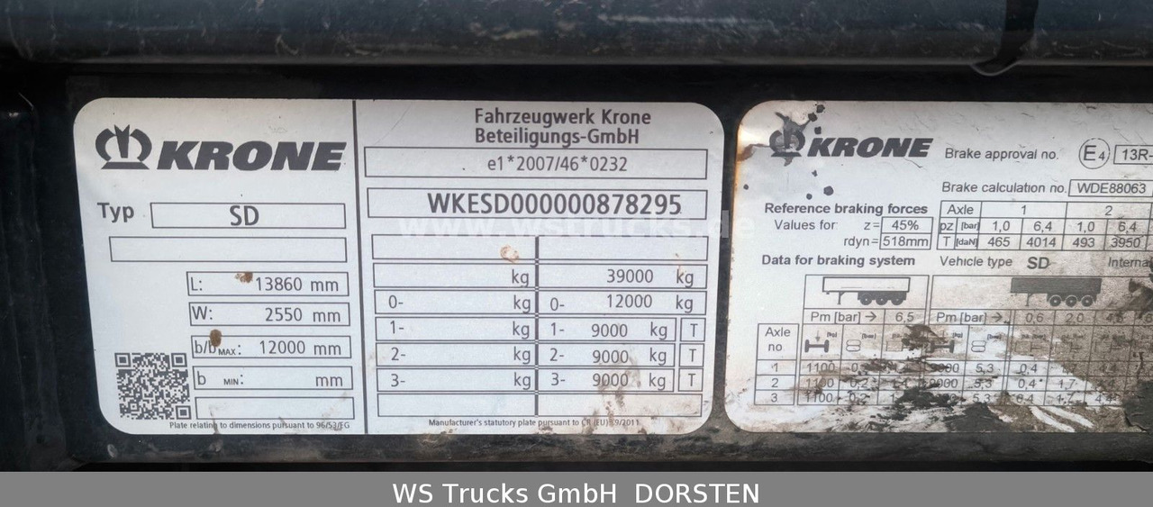 Krone SD 27 Planauflieger mit Edscha | ABS, EBS, XL - Tenta puspiekabe: foto 3 Krone SD 27 Planauflieger mit Edscha | ABS, EBS, XL - Tenta puspiekabe: foto 3