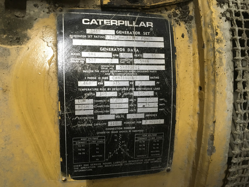 Elektroģenerators Caterpillar 3412 38S GENERATOR 468 KVA USED: foto 7