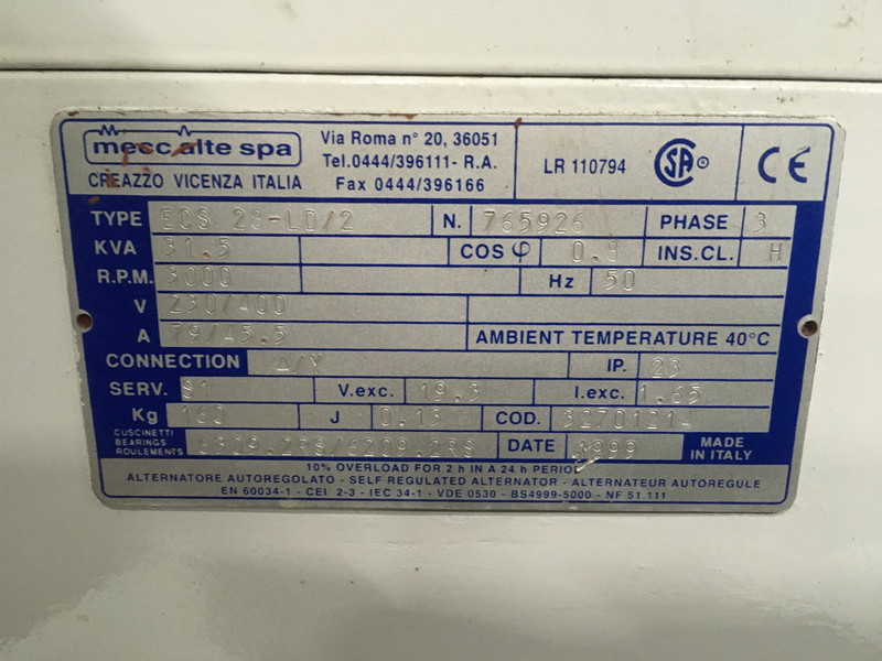 Lombardini LDW 1204 GENERATOR 31.5 KVA USED - Elektroģenerators: foto 5 Lombardini LDW 1204 GENERATOR 31.5 KVA USED - Elektroģenerators: foto 5