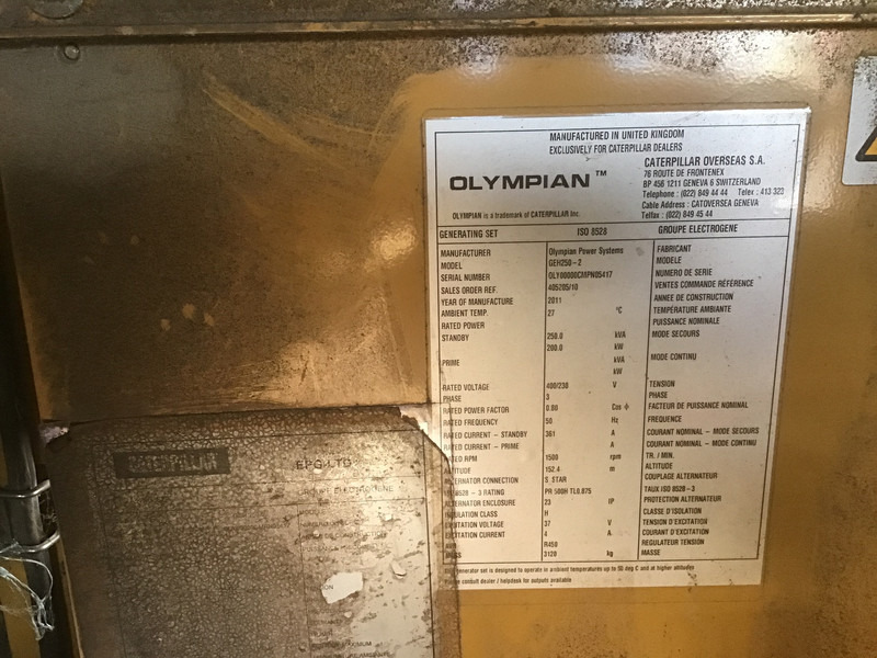 Perkins OLYMPIAN GEH250 GENERATOR 250KVA USED - Elektroģenerators: foto 3 Perkins OLYMPIAN GEH250 GENERATOR 250KVA USED - Elektroģenerators: foto 3