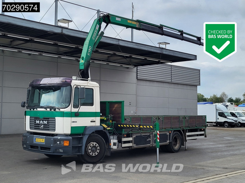 MAN 18.224 18 M 4X2 NL-Truck APK Fassi F150A.24 Kran Crane Manual Euro 2 - Bortu kravas automašīna/ Platforma, Kravas auto ar manipulatoru: foto 1 MAN 18.224 18 M 4X2 NL-Truck APK Fassi F150A.24 Kran Crane Manual Euro 2 - Bortu kravas automašīna/ Platforma, Kravas auto ar manipulatoru: foto 1