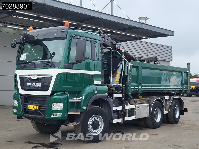 Kravas automašīna pašizgāzējs, Kravas auto ar manipulatoru MAN TGS 33.440 TGS 6X6 NL-Truck 12m3 Jansen Tipper HMF 1643 Crane Steering-Axle Big-Axle Automatic Euro 6: foto 14