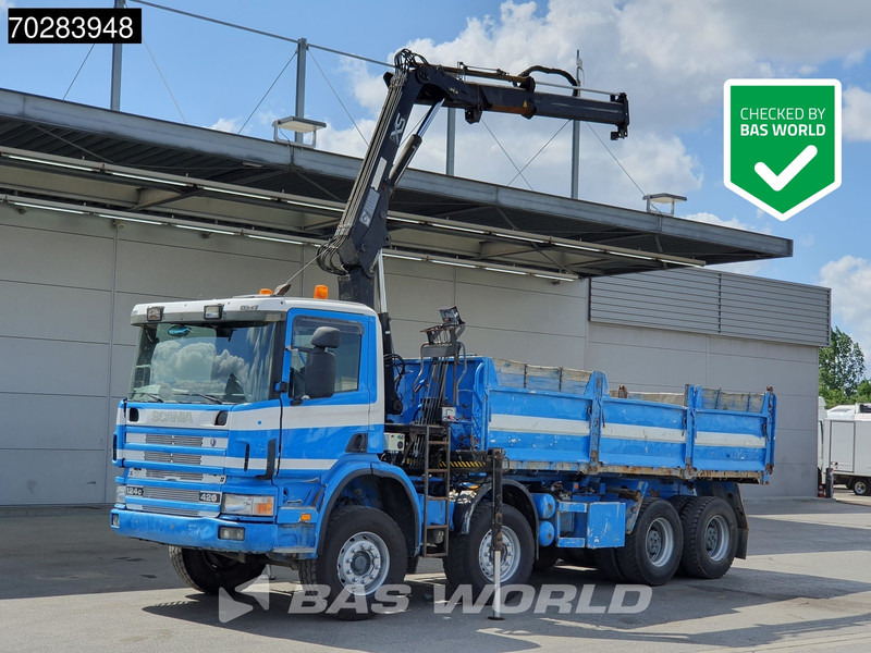 Scania G420 8X4 15m3 tipper Hiab 144 Crane Steelsuspension Manual Big-Axle Euro 3 - Kravas automašīna pašizgāzējs, Kravas auto ar manipulatoru: foto 1 Scania G420 8X4 15m3 tipper Hiab 144 Crane Steelsuspension Manual Big-Axle Euro 3 - Kravas automašīna pašizgāzējs, Kravas auto ar manipulatoru: foto 1