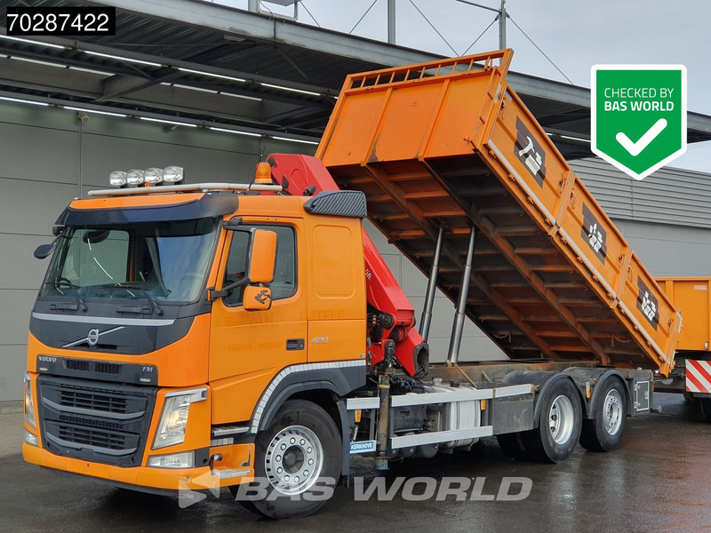Volvo FM 420 6X2 HMF 2120 K 4 Crane Lift+lenkasche Euro 6 - Kravas automašīna pašizgāzējs, Kravas auto ar manipulatoru: foto 1 Volvo FM 420 6X2 HMF 2120 K 4 Crane Lift+lenkasche Euro 6 - Kravas automašīna pašizgāzējs, Kravas auto ar manipulatoru: foto 1