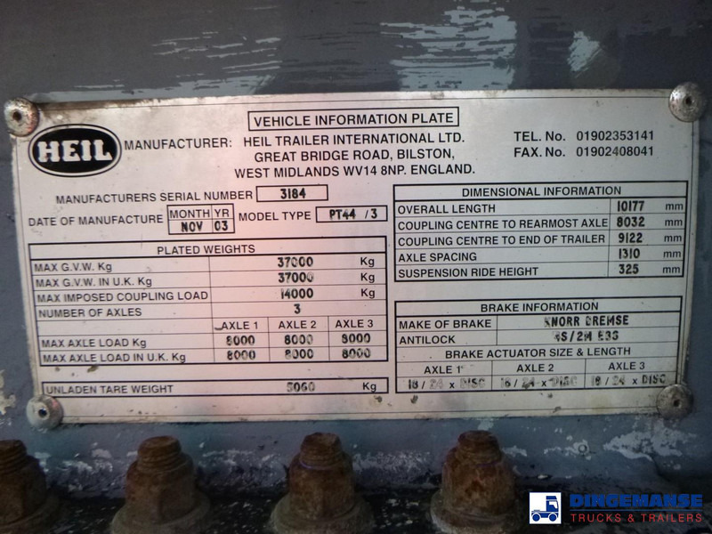 Puspiekabe cisterna Heil / Thompson Fuel tank alu 34.2 m3 / 1 comp: foto 20