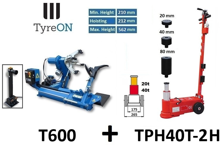 2-stage air hydraulic jack 40T + 26 Inch truck tyre changer - Garāžu aprīkojums: foto 1 2-stage air hydraulic jack 40T + 26 Inch truck tyre changer - Garāžu aprīkojums: foto 1