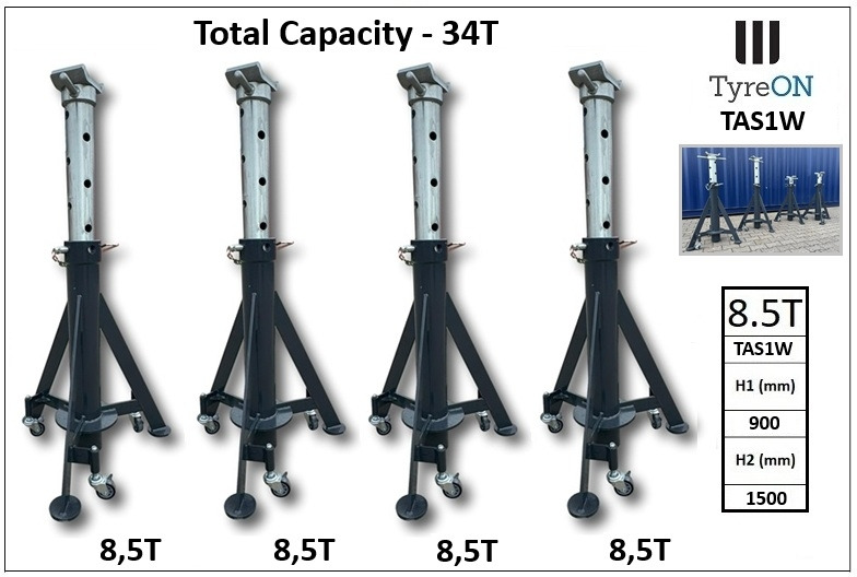 4 pieces TAS1W 8.5T mobile axle supports 900-1500 mm - Garāžu aprīkojums: foto 1 4 pieces TAS1W 8.5T mobile axle supports 900-1500 mm - Garāžu aprīkojums: foto 1