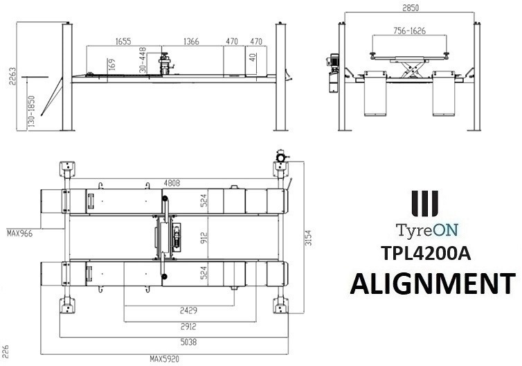 TPL4200A 4 columns alignment carlift - 4.8 meter runways - 4.2T - Garāžu aprīkojums: foto 2 TPL4200A 4 columns alignment carlift - 4.8 meter runways - 4.2T - Garāžu aprīkojums: foto 2