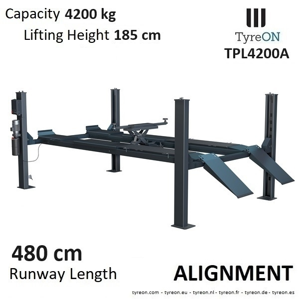 TPL4200A 4 columns alignment carlift - 4.8 meter runways - 4.2T - Garāžu aprīkojums: foto 1 TPL4200A 4 columns alignment carlift - 4.8 meter runways - 4.2T - Garāžu aprīkojums: foto 1
