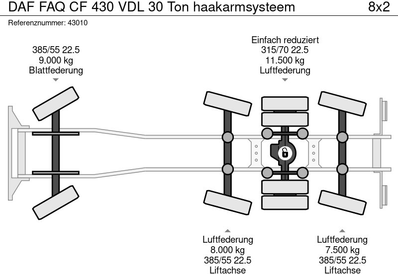 Pacēlājs ar āķi DAF FAQ CF 430 VDL 30 Ton haakarmsysteem: foto 19