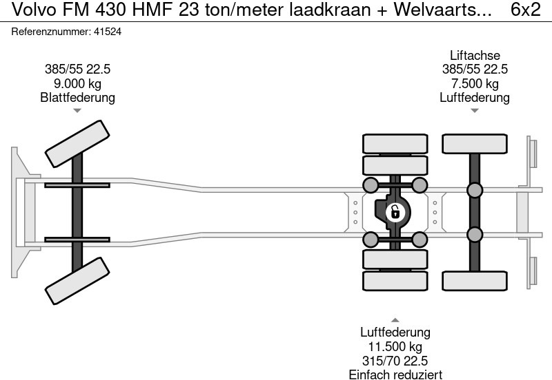 Pacēlājs ar āķi, Kravas auto ar manipulatoru Volvo FM 430 HMF 23 ton/meter laadkraan + Welvaarts Weighing system: foto 16