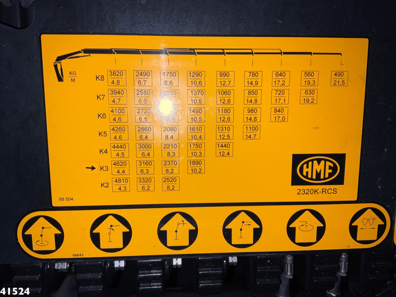Pacēlājs ar āķi, Kravas auto ar manipulatoru Volvo FM 430 HMF 23 ton/meter laadkraan + Welvaarts Weighing system: foto 14