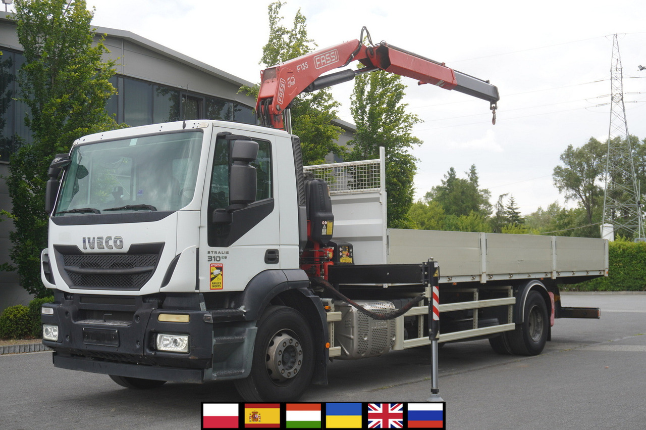 IVECO STRALIS 19.310 E6 / Flatbed 19 EPAL / FASSI F135 / 225 MTH! / 5.7 T - Bortu kravas automašīna/ Platforma, Kravas auto ar manipulatoru: foto 1 IVECO STRALIS 19.310 E6 / Flatbed 19 EPAL / FASSI F135 / 225 MTH! / 5.7 T - Bortu kravas automašīna/ Platforma, Kravas auto ar manipulatoru: foto 1