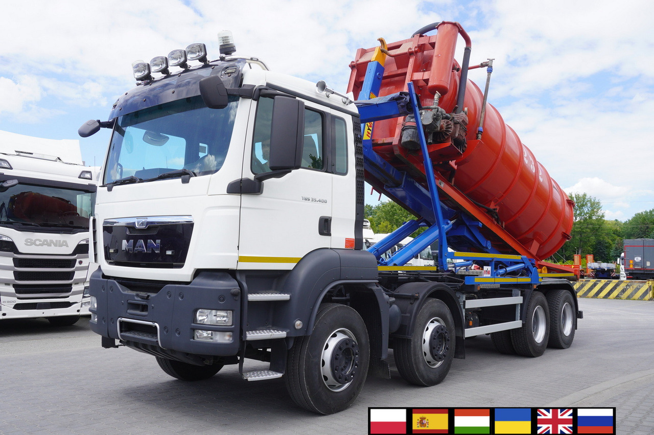 MAN TGS 35.400 8 × 4 E5 / HYVA HOOK LIFT 32.56 SE / Septic barrel 13000 L - Šķidrmēslu muca: foto 1 MAN TGS 35.400 8 × 4 E5 / HYVA HOOK LIFT 32.56 SE / Septic barrel 13000 L - Šķidrmēslu muca: foto 1