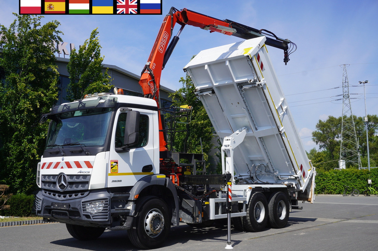 MERCEDES-BENZ AROCS 2636 / Fassi F155A.0.22 crane 6t / 120 tho. km / 3-sided dump truck / 2 x Bordmatic - Bortu kravas automašīna/ Platforma, Kravas auto ar manipulatoru: foto 1 MERCEDES-BENZ AROCS 2636 / Fassi F155A.0.22 crane 6t / 120 tho. km / 3-sided dump truck / 2 x Bordmatic - Bortu kravas automašīna/ Platforma, Kravas auto ar manipulatoru: foto 1