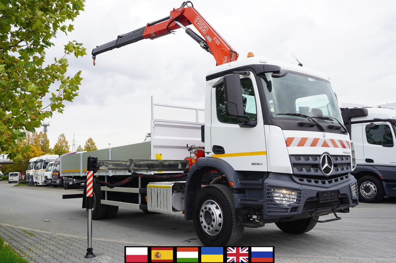 MERCEDES-BENZ Arocs 1830 / Flatbed 16 EPAL / HDS Fassi 155 / Reach 8 m / Load capacity 6160 kg - Bortu kravas automašīna/ Platforma, Kravas auto ar manipulatoru: foto 1 MERCEDES-BENZ Arocs 1830 / Flatbed 16 EPAL / HDS Fassi 155 / Reach 8 m / Load capacity 6160 kg - Bortu kravas automašīna/ Platforma, Kravas auto ar manipulatoru: foto 1